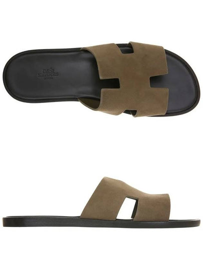 Izmir Suede Goatskin Sandals Vert - HERMES - BALAAN 2