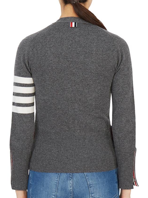 4-Bar V-Neck Cashmere Cardigan Grey - THOM BROWNE - BALAAN 6