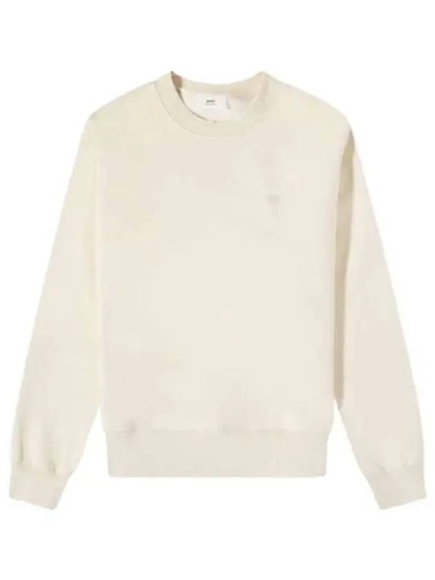 Tone On Tone Mini Logo Round Neck Sweatshirt Beige - AMI - BALAAN 2