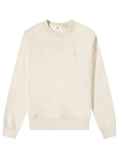 Tone On Tone Mini Logo Round Neck Sweatshirt Beige - AMI - BALAAN 2