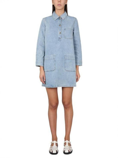 Women's Aurelia Denim Short Dress Stone Wash Indigo - A.P.C. - BALAAN 2