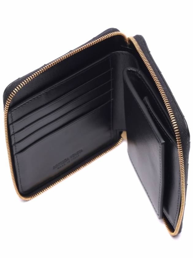 Women's Intrecciato Zipper Around Bicycle Wallet Black - BOTTEGA VENETA - BALAAN.