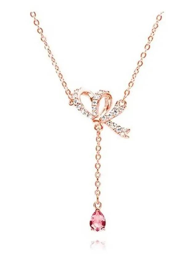 Volta Y Ribbon Pendant Necklace Rose Gold - SWAROVSKI - BALAAN 4