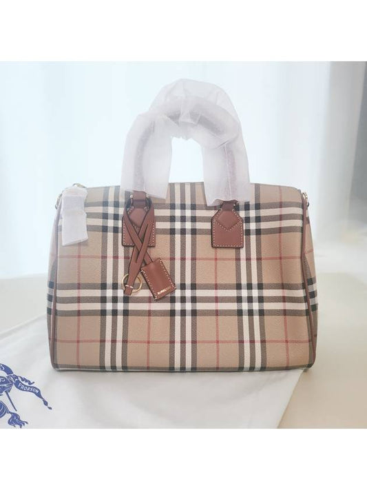 Medium Check Bowling Tote Bag Archive Beige Briar Brown - BURBERRY - BALAAN 2