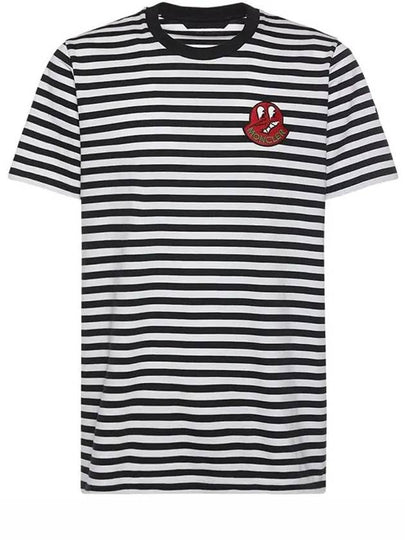 Archivio logo patch striped short sleeve t shirt white black - MONCLER - BALAAN 2