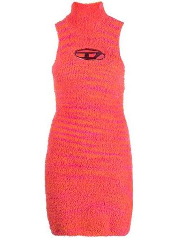 M Leros High Neck Sleeveless Short Dress Orange - DIESEL - BALAAN 1