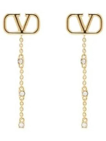 4W0J0W25 YCW MH5 4W2J0W25 V logo metal crystal earrings 1279379 - VALENTINO - BALAAN 1