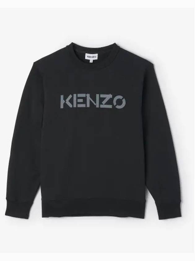 Logo Print Cotton Sweatshirt Black - KENZO - BALAAN 2