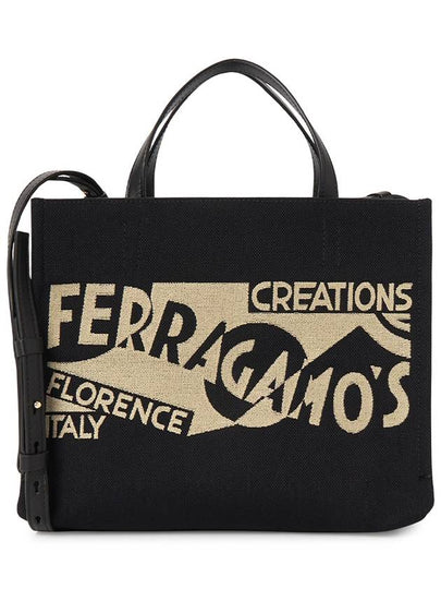 Logo Print Tote Bag Black - SALVATORE FERRAGAMO - BALAAN 2