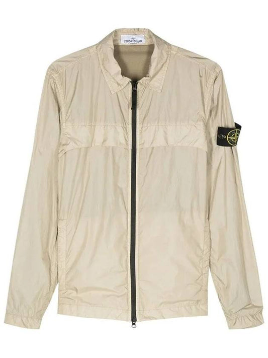 Garment Dyed Overshirt Zip Up Jacket Beige - STONE ISLAND - BALAAN 2