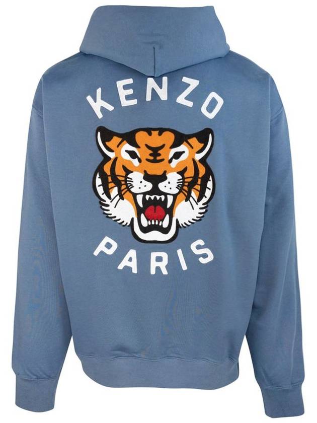 Lucky Tiger Genderless Embroidery Oversized Hoodie Blue - KENZO - BALAAN 3