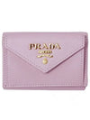 Saffiano Metal Logo Tri-Fold Half Wallet Pink - PRADA - BALAAN 1