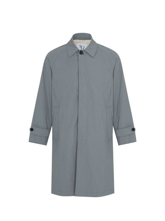 Men's Balmacaan Cotton Trench Coat Greyish Blue - SOLEW - BALAAN 2