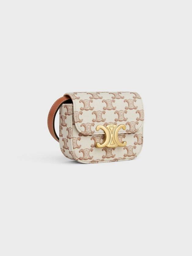 Mini Claude Textile Triomphe Print Calfskin Cross Bag White - CELINE - BALAAN 3