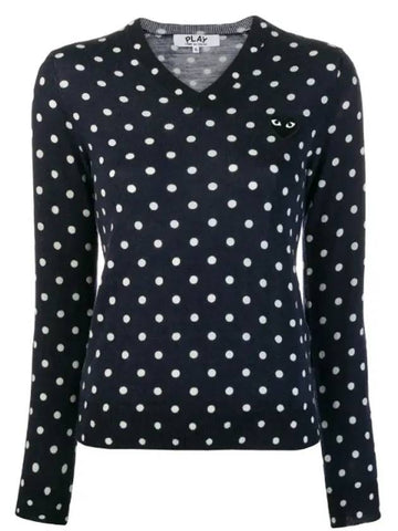 Polka Dot Print Knit Top Navy - COMME DES GARCONS PLAY - BALAAN.