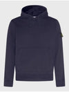 Logo Patch Drawstring Hoodie Navy - STONE ISLAND - BALAAN 1