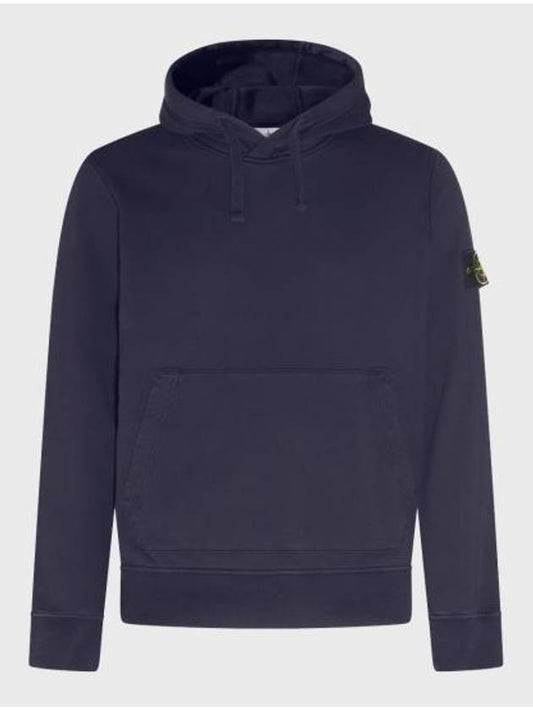 Logo Patch Drawstring Hoodie Navy - STONE ISLAND - BALAAN 1