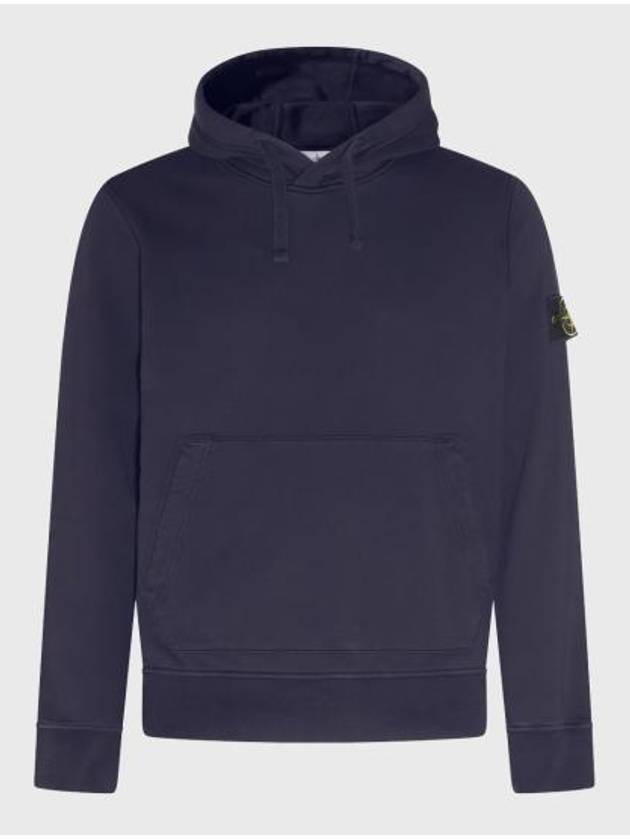 Logo Patch Drawstring Hoodie Navy - STONE ISLAND - BALAAN 2