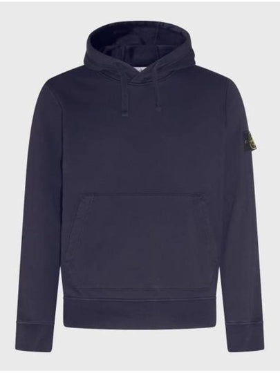 Logo Patch Drawstring Hoodie Navy - STONE ISLAND - BALAAN 2