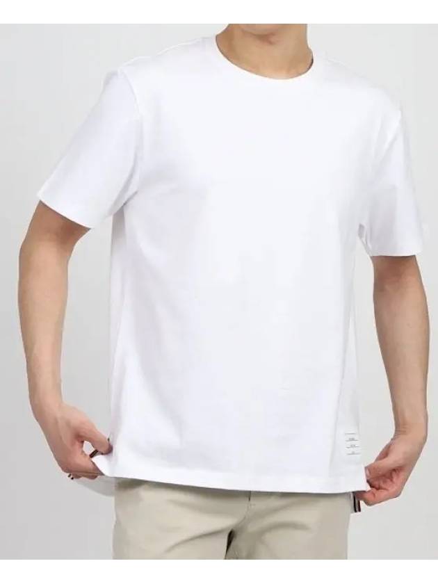 Men's Side Slit Relaxed Short Sleeve T-Shirt White - THOM BROWNE - BALAAN 2