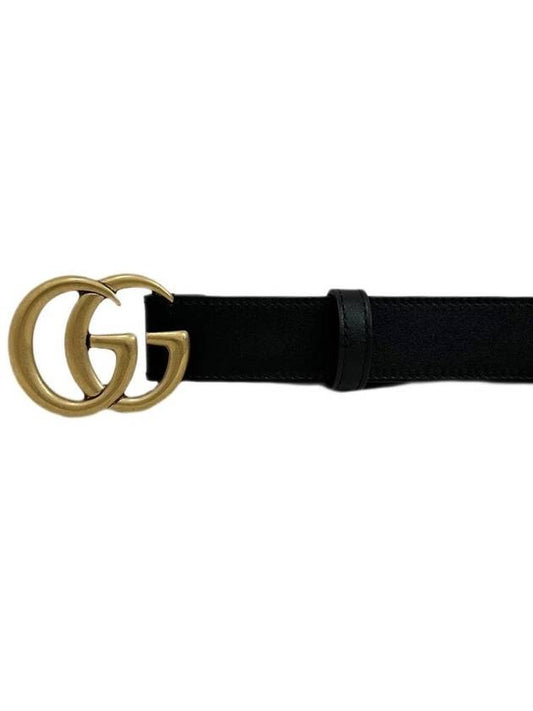 GG Marmont gold buckle leather belt black 414516 - GUCCI - BALAAN 2