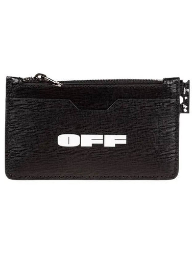 Logo Print Zipper Card Wallet Black - OFF WHITE - BALAAN 1