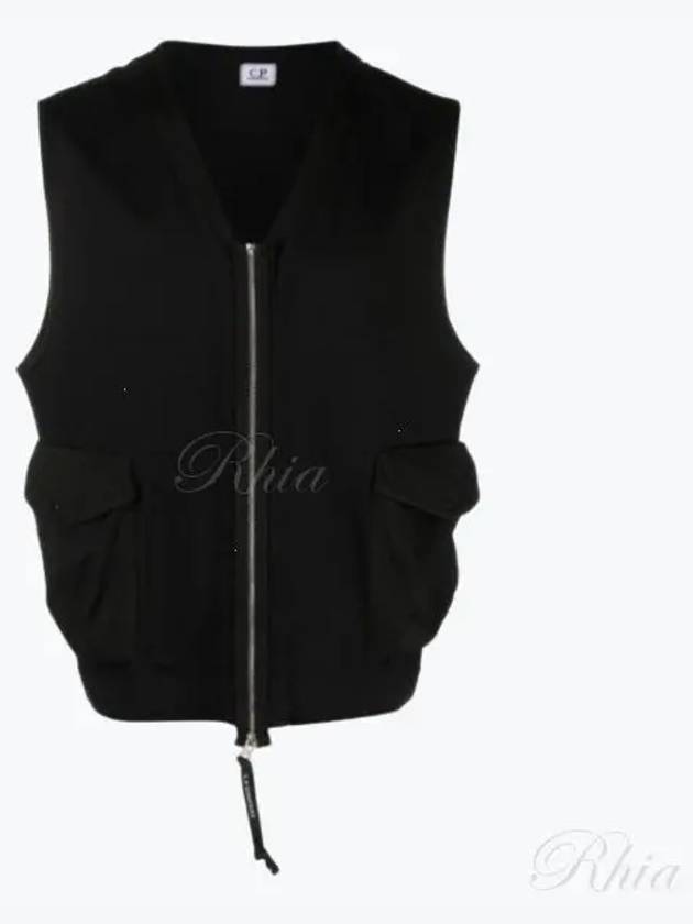 Heavy Jersey Mix Zipper Vest Black - CP COMPANY - BALAAN 2