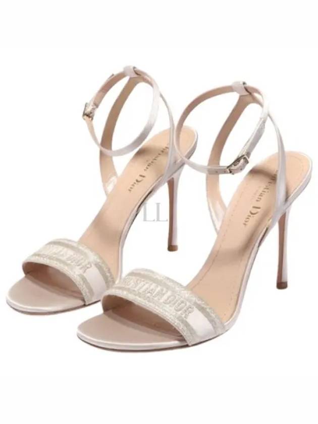 Dway Metallic Thread Embroidered Satin Sandal Heels Gold - DIOR - BALAAN 2