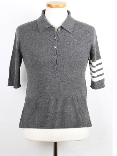 Diagonal armband cashmere collar knit 42 - THOM BROWNE - BALAAN 1