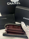 Classic Zipped Coin Purse Grained Calfskin Silver Black - CHANEL - BALAAN.