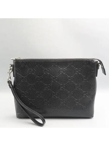 696009 Black leather GG emboss medium clutch and messenger cross bag - GUCCI - BALAAN 1