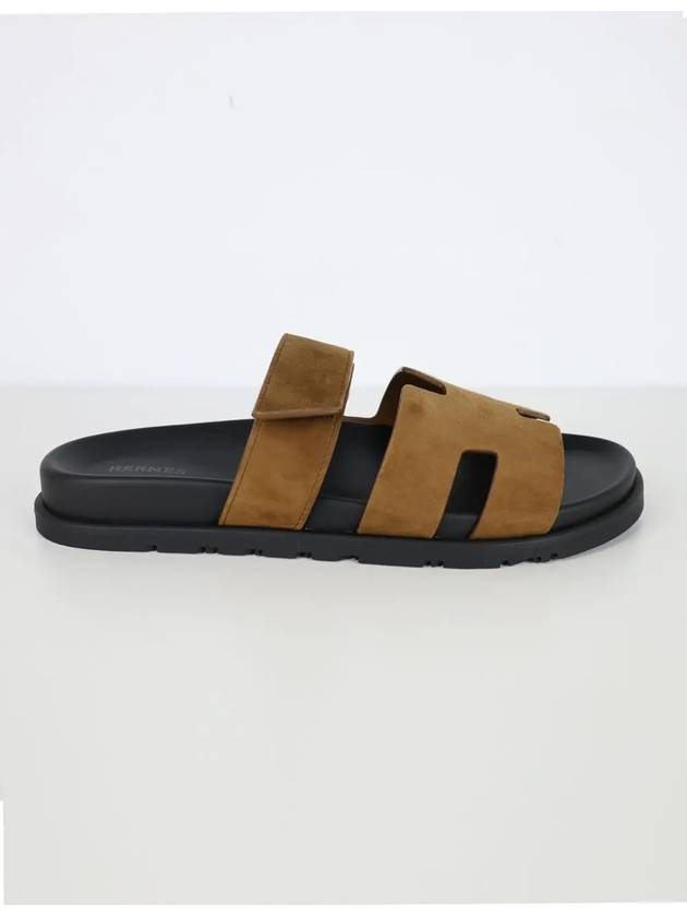 Chypre Suede Goatskin Sandals Brown - HERMES - BALAAN 3