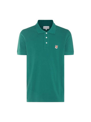 Fox Head Patch Cotton Polo Shirt Green - MAISON KITSUNE - BALAAN 1