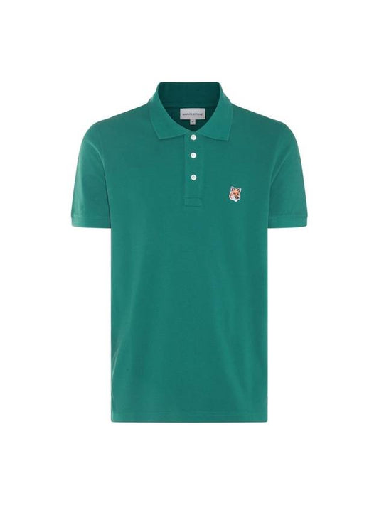 Fox Head Patch Cotton Polo Shirt Green - MAISON KITSUNE - BALAAN 1