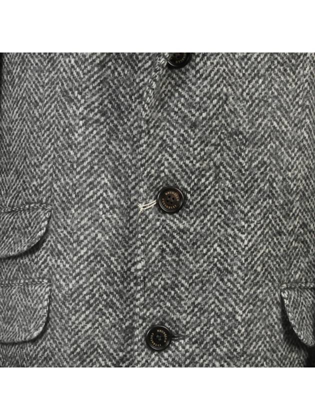 Men's Wool Long Single Coat Black Multi - BRUNELLO CUCINELLI - BALAAN 5