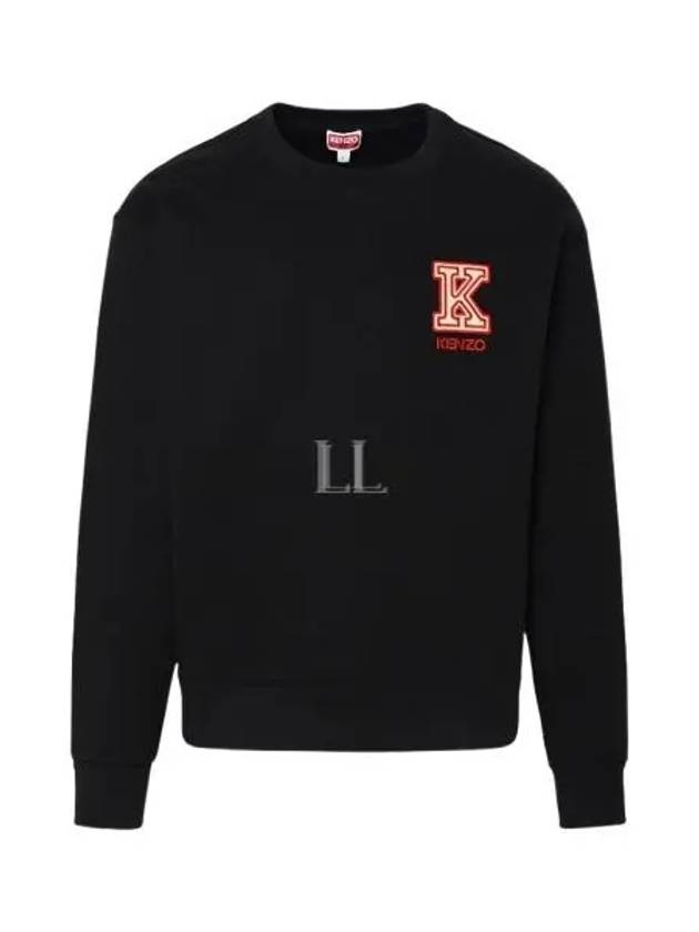 K Crest Classic Fit Cotton Sweatshirt Black - KENZO - BALAAN 2