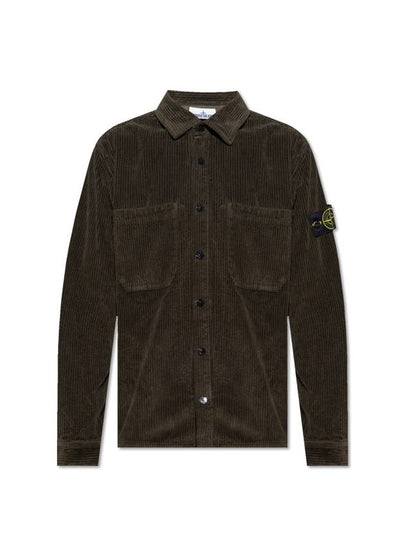 Cotton Corduroy 400 TC Over Long Sleeve Shirt Green - STONE ISLAND - BALAAN 2