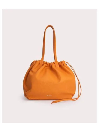 Oslo Flat Grain Leather Bucket Bag Orange - BY FAR - BALAAN 1