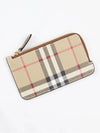 Vintage Check Leather Zipper Card Wallet Archive Beige Tan - BURBERRY - BALAAN 4