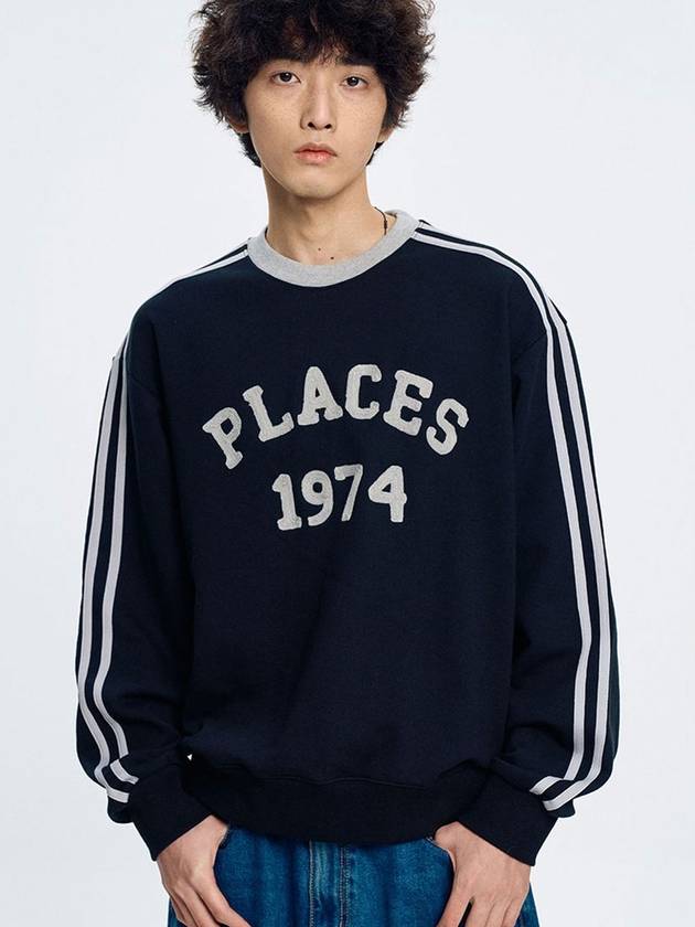 Place Vintage Track Embroidery Sweatshirt _ Black - MOO - BALAAN 1