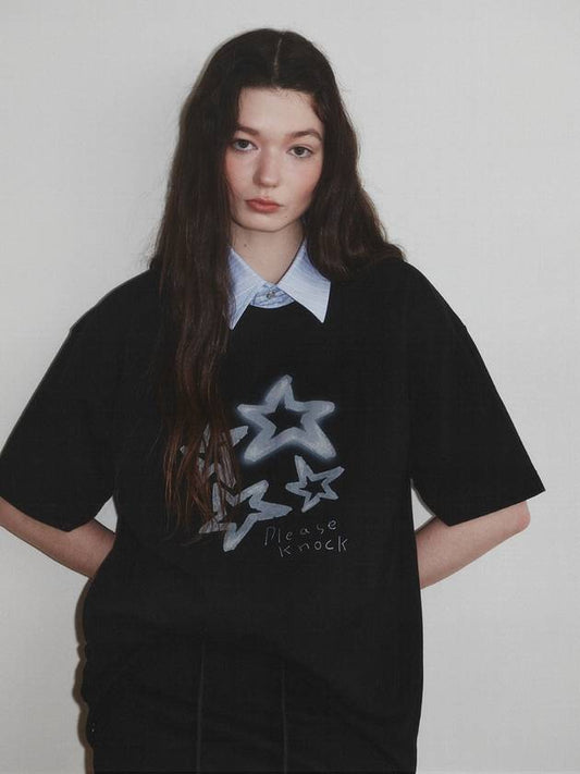 Star Shine Embo Print T Shirt_Black_W - KINETO - BALAAN 2
