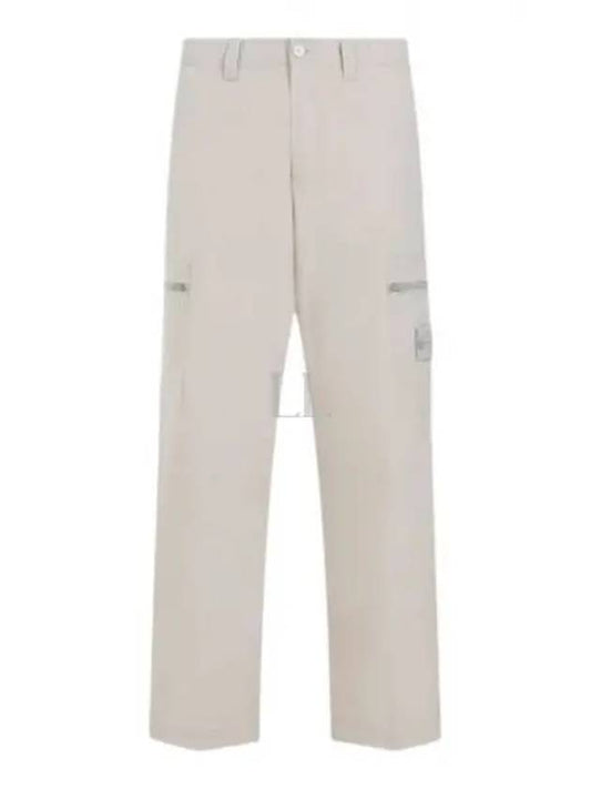 Regular Fit Cargo Cotton Canvas Straight Pants Beige - STONE ISLAND - BALAAN 2