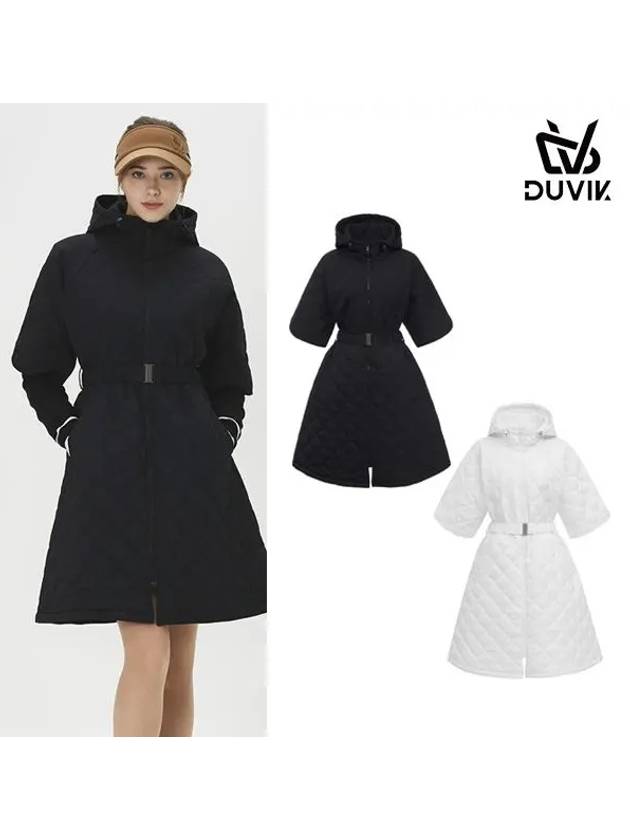 Women s Diamond Quilted Hooded Long Padded Jumper DE3WJP566BK - DUVIK - BALAAN 2