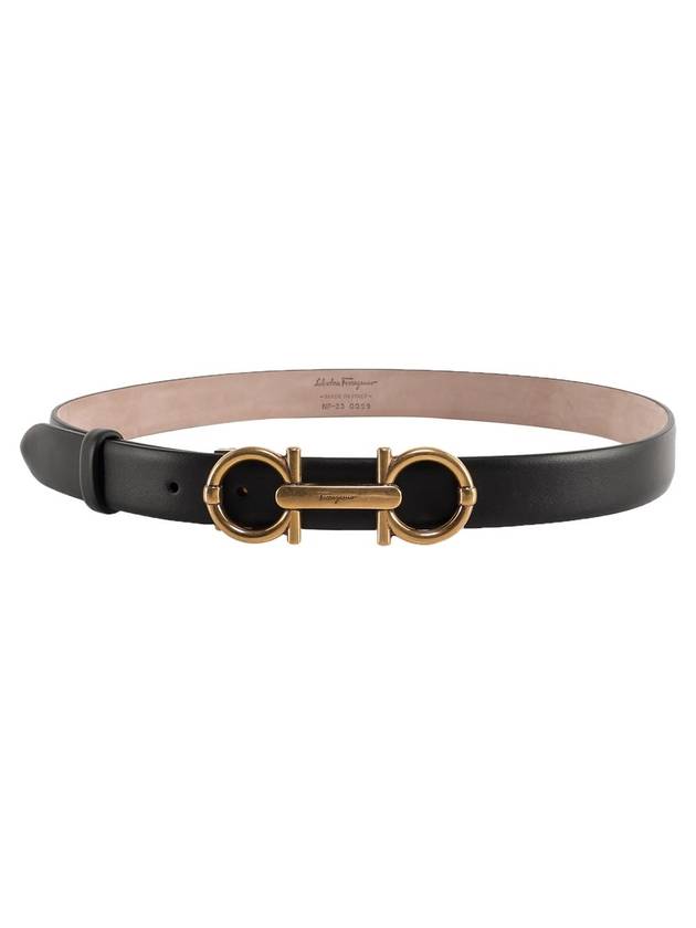 Gancini Horsebit Gold Logo Leather Belt Black - SALVATORE FERRAGAMO - BALAAN 1