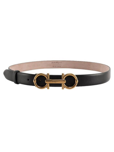 Gancini Horsebit Gold Logo Leather Belt Black - SALVATORE FERRAGAMO - BALAAN 1