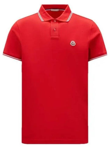 8A00006 84556 455 Chest patch neckline polo t shirt red men s TJ 271936 - MONCLER - BALAAN 1