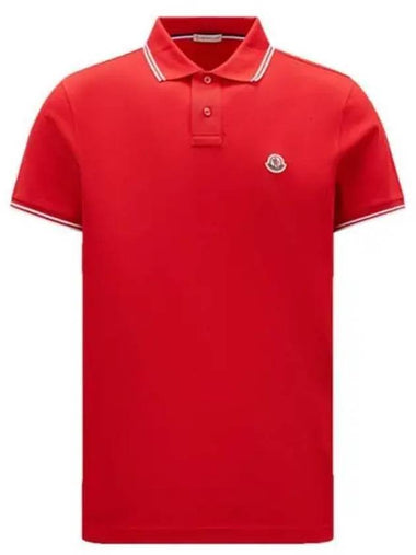 8A00006 84556 455 Chest patch neckline polo t shirt red men s TJ 271936 - MONCLER - BALAAN 1