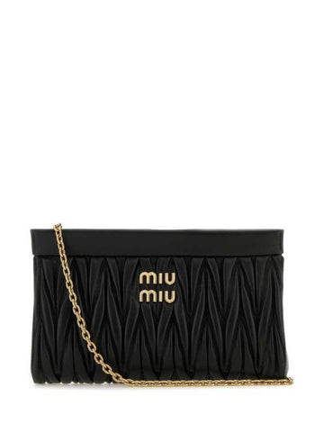 Matelasse Nappa Leather Clutch Bag Black - MIU MIU - BALAAN 1