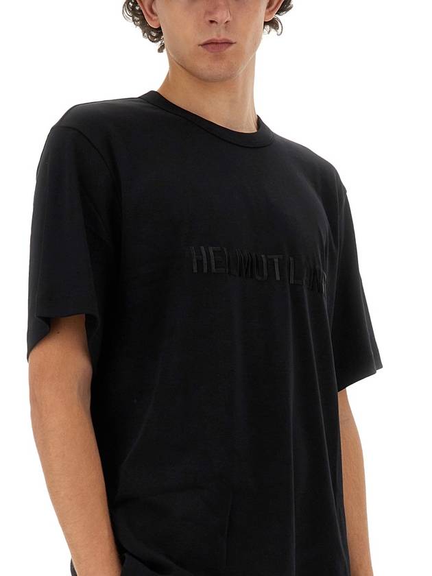 Embroidered Logo Short Sleeve T-Shirt Black - HELMUT LANG - BALAAN 7