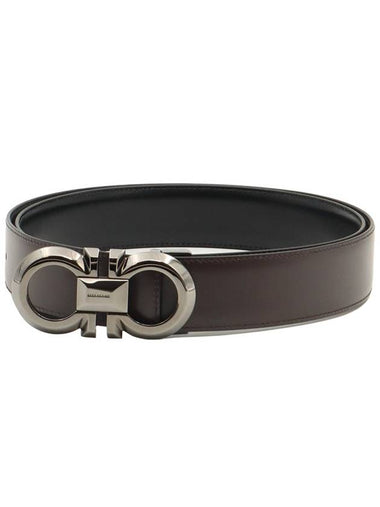 Ferragamo Black Brown Leather Double Gancini Reversible Belt 105 - SALVATORE FERRAGAMO - BALAAN 1